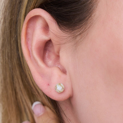 Ivory | .925 Sterling Silver | Mini Firefly Glass Stud Earrings